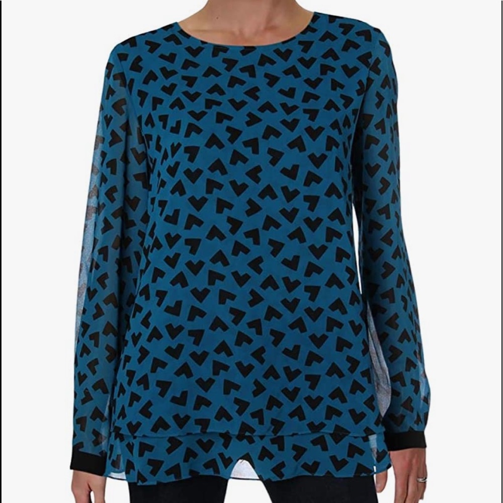 Anne Klein Women’s Bow Cuff Split Neck Blouse